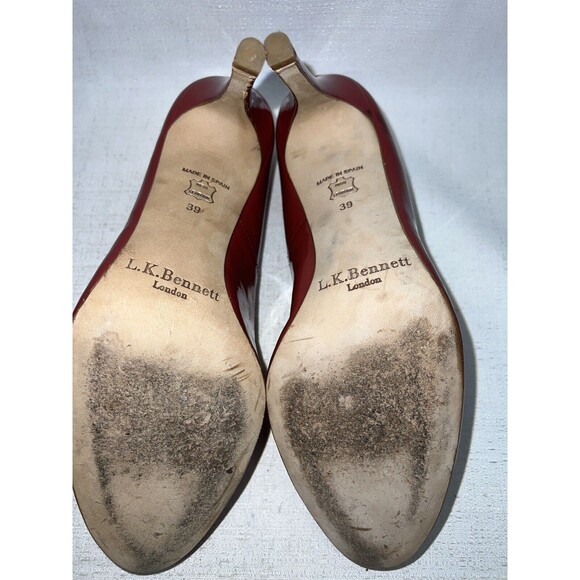 L.K. Bennet Shilo Red Patent Leather Classic Pumps Sz. 39/8.5 - Picture 4 of 5